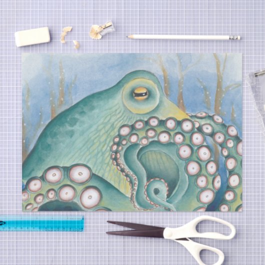 Green Octopus Waterverf Art Tissuepapier (Craft)