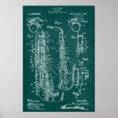 Green | Octrooi op saxofoon Poster (Voorkant)
