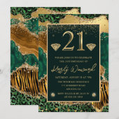 Green Oerwoud Animal Print Agate 21st Birthday Kaart (Voorkant / Achterkant)