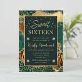 Green Oerwoud Animal Print Agate Sweet Sixteen Kaart (Staand voorkant)