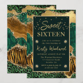 Green Oerwoud Animal Print Agate Sweet Sixteen Kaart (Voorkant / Achterkant)