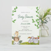 Green Oerwoud Baby shower Invitation Kaart (Staand voorkant)