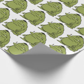 Green Ogre Troll Funny Cartoon Cadeaupapier (Hoek)