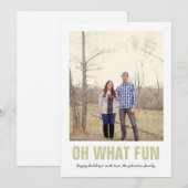 Green Oh What Fun Kerstfoto Flat Cards Feestdagenkaart (Voorkant / Achterkant)