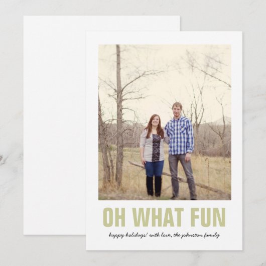Green Oh What Fun Kerstfoto Flat Cards Feestdagenkaart (Voorkant / Achterkant)