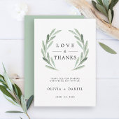 Green Olive Branch Wreath Wedding Bedankkaart