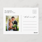 Green Olive Branch Wreath Wedding Foto Briefkaart (Achterkant)