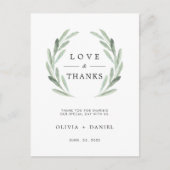 Green Olive Branch Wreath Wedding Foto Briefkaart (Voorkant)