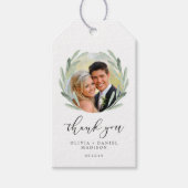 Green Olive Branch Wreath Wedding Foto Cadeaulabel (Voorkant)
