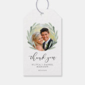 Green Olive Branch Wreath Wedding Foto Cadeaulabel (Achterkant)