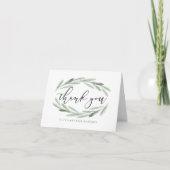 Green Olive Branch Wreath Wedding Hartelijk dank Bedankkaart (Voorkant)