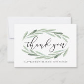 Green Olive Branch Wreath Wedding Hartelijk dank Bedankkaart (Voorkant)