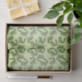 Green Olive & Leaf Pattern On Light Green Tissuepapier (Geschenk)