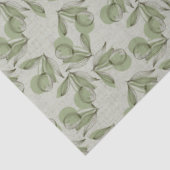Green Olive & Leaf Pattern On Pastel Green Tissuepapier (Detail)