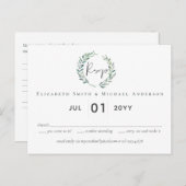 Green Olive Wreath Greenery Budget Wedding RSVP Briefkaart (Voorkant / Achterkant)