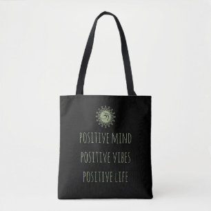 Green Om en Mandala Positive Minds Positive Vibes Tote Bag