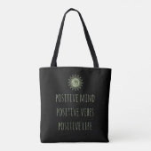 Green Om en Mandala Positive Minds Positive Vibes Tote Bag (Achterkant)