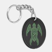 Green Om Zee Turtle on Black Sleutelhanger (Voorkant Links)