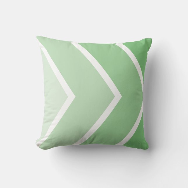 Green Ombré Chevron Stripes Pattern Kussen (Voorkant)