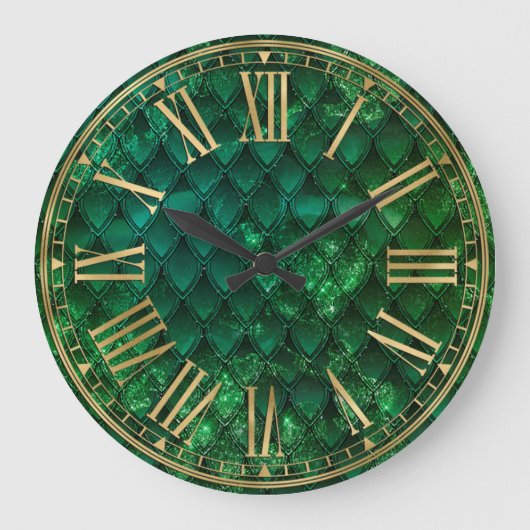 Green Ombre Dragon Scales Grote Klok (Voorkant)