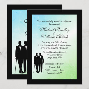 Green Ombre Gay Wedding Invitation Kaart