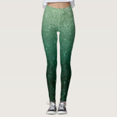 Green Ombre Glitter Sparkle St. Patrick's Day Leggings (Voorkant)