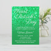 Green Ombre Glitter St. Patrick's Day Party Kaart (Staand voorkant)