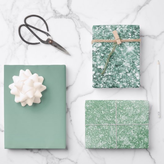 Green Ombre Glitzy Glitter Inpakpapier Vel (Voorkant)