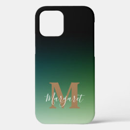 Green Ombre Gold Monogram Case-Mate iPhone Case