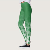 Green Ombre & Green Shamrock Pattern Over White, 2 Leggings (Links)