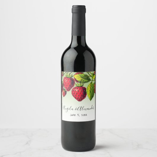 Green Ombre Red  aardbeien Weddenschap Wijn Etiket (Voorkant)