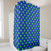 Green On Blue Polka Dots Pattern Design Douchegordijn
