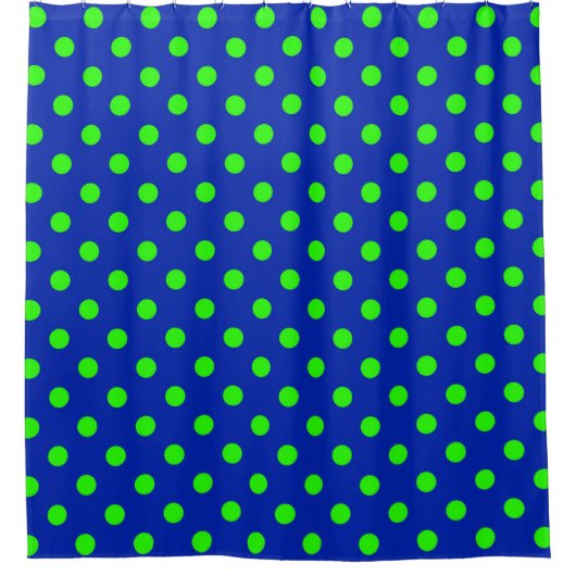 Green On Blue Polka Dots Pattern Design Douchegordijn (Voorkant)