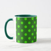 Green On Dark Green Polka Dots Pattern Design Mok (Links)