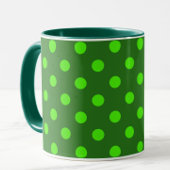 Green On Dark Green Polka Dots Pattern Design Mok