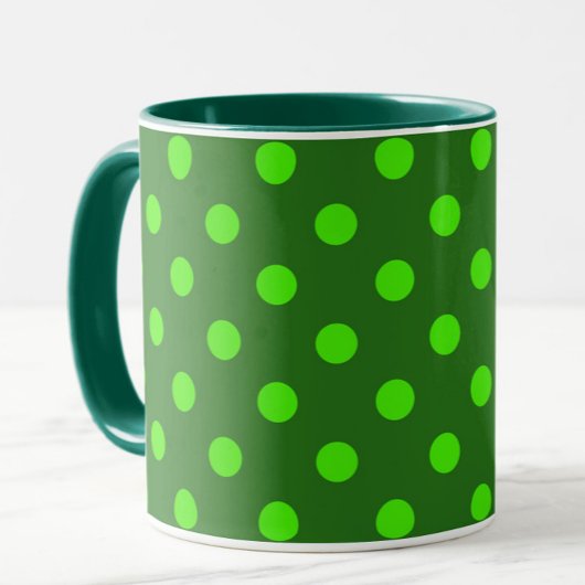 Green On Dark Green Polka Dots Pattern Design Mok