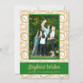 Green on Gold Swirls kerstfoto Kaart (Voorkant)