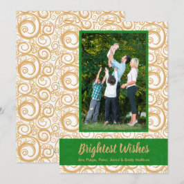 Green on Gold Swirls kerstfoto Kaart