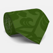 Green on Green Damask Style Stropdas (Opgerold)