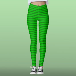 Green on Green Stripes - St. Patrick's Day Leggings