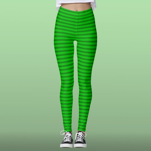 Green on Green Stripes - St. Patrick's Day Leggings