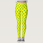 Green On Yellow Polka Dots Pattern Design  Leggings (Voorkant)