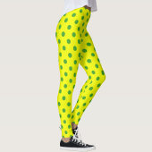Green On Yellow Polka Dots Pattern Design  Leggings