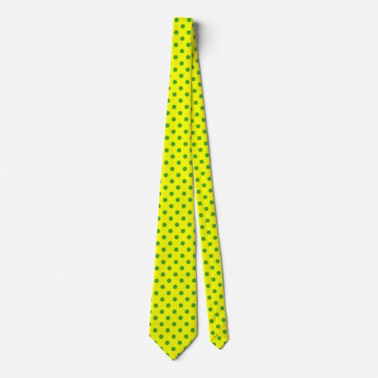 Green On Yellow Polka Dots Pattern Design  Stropdas (Voorkant)