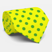 Green On Yellow Polka Dots Pattern Design Stropdas