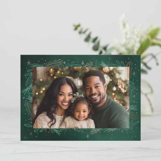 Green One Foto van Kerstmis Feestdagenkaart (Staand voorkant)