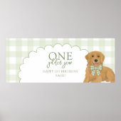 Green One Golden Year Retriever Puppy 1st Birthday Poster (Voorkant)