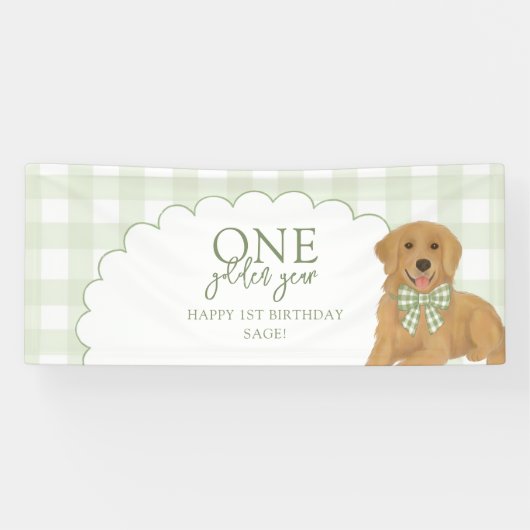 Green One Golden Year Retriever Puppy 1st Birthday Spandoek (Horizontaal)