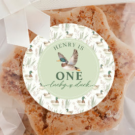 Green One Lucky Duck 1e Verjaardag Sticker