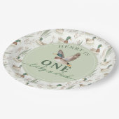 Green One Lucky Duck 1st Birthday Paper Borden Papieren Bordje (Gekanteld)